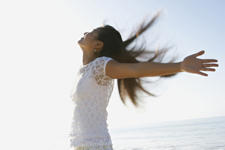 Spiritually Uplifted Woman, Care-free, Happy, Enlightened